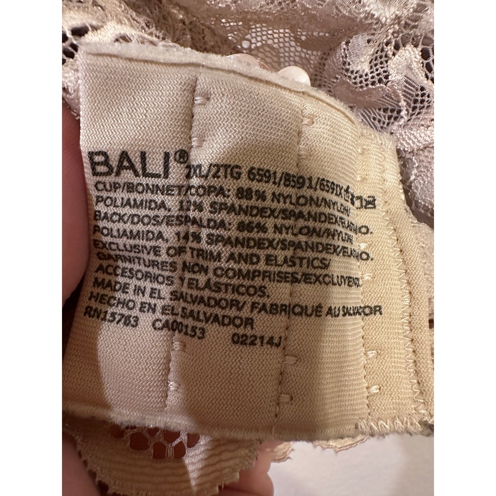 Bali Lace Desire Comfort Wire‎ Free Bra XL/XLG Beige Floral - Picture 4 of 4